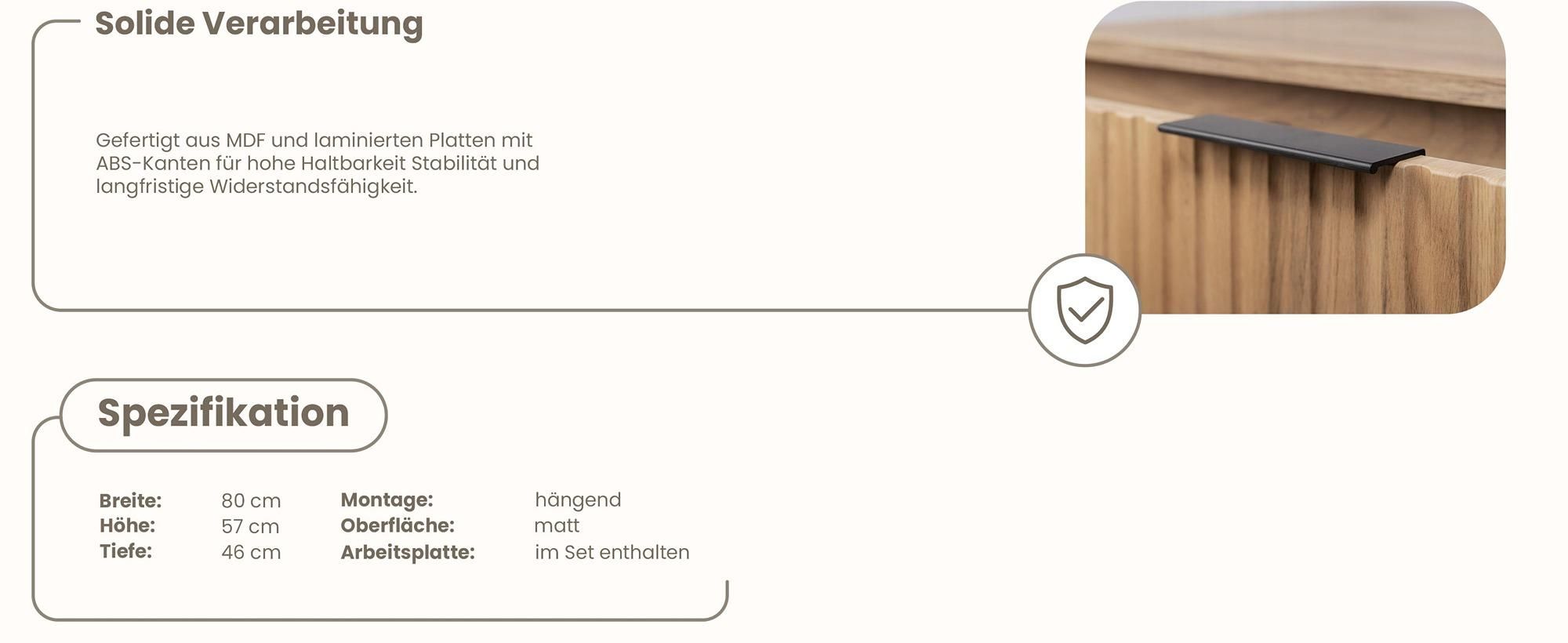 Badmöbel, Waschbeckenunterschrank, Badezimmerschränke, RODAN, Badschrank, Waschbecken, Bad