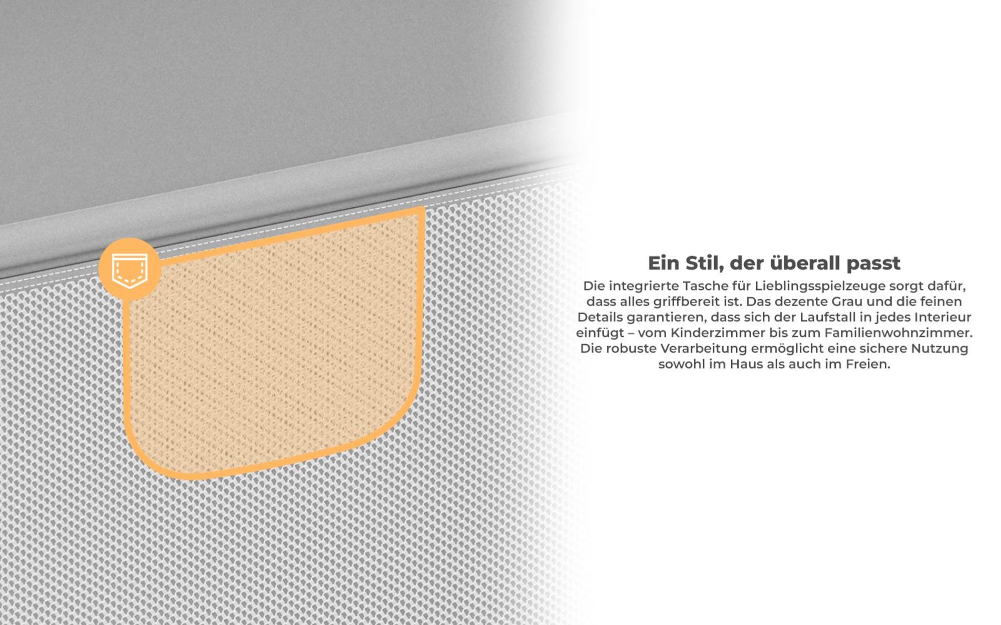 TULANO Cozy 28 | Laufgitter für Baby Kleinkinder Krabbelgitter Laufstall | Indoor Outdoor | Reißverschluss | Atmungsaktivem Netz | 180x200cm | Grau