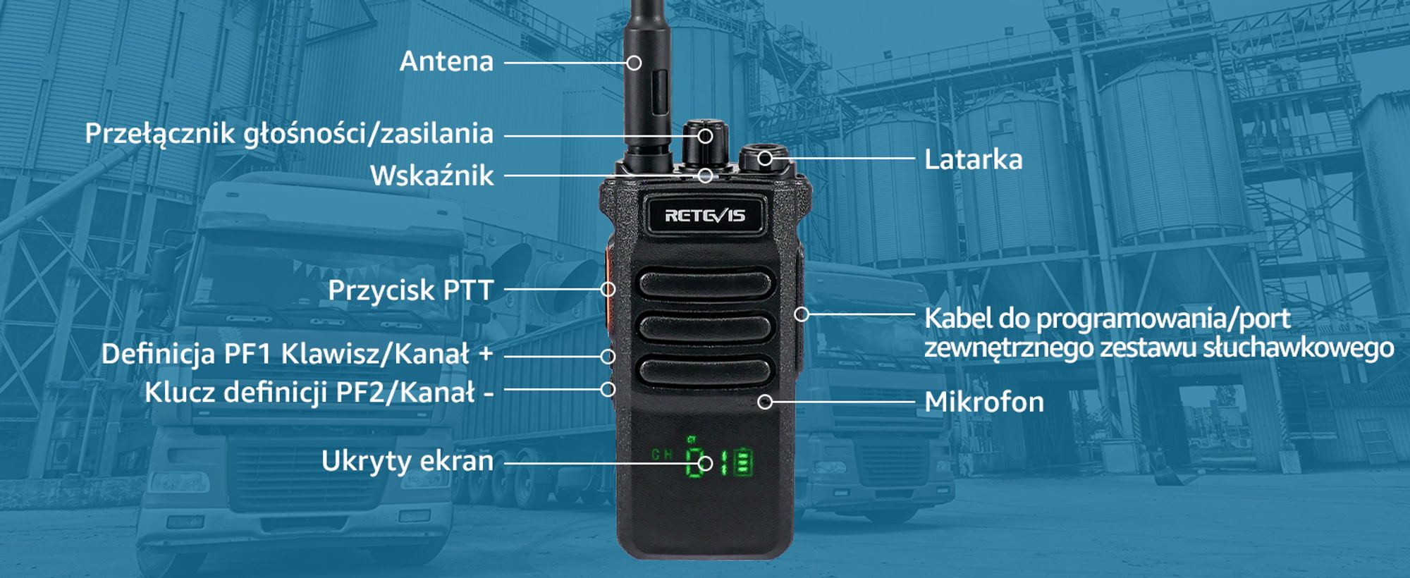 Radiotelefony walkie talkie Retevis RT86, 8 W, krótkofalówka z mikrofonogłośnikiem, 2600 mAh, bezprzewodowe klony radia awaryjnego na place budowy