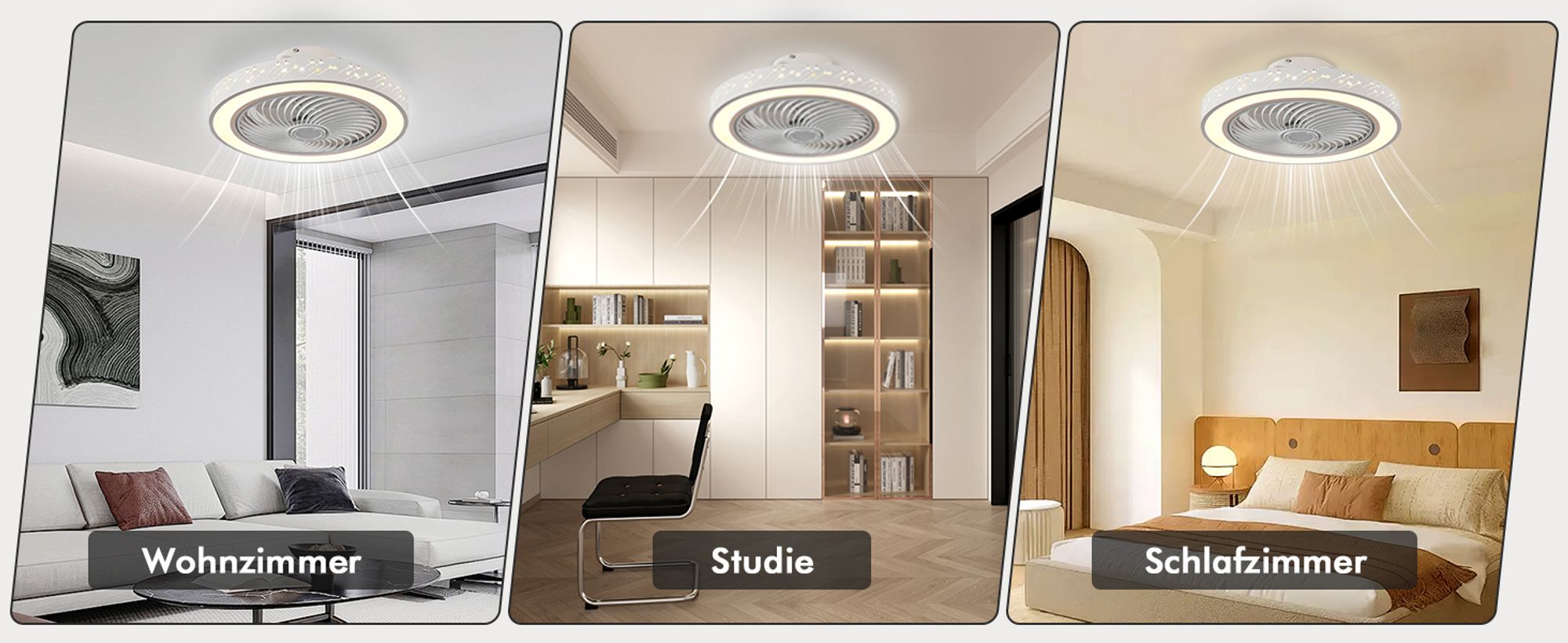 Smart Deckenventilator mit Beleuchtung und Fernbedienung 3000K-6000K Dimmbar LED Deckenleuchte mit Ventilator 6 Windgeschwindigkeit Lüfterleuchte