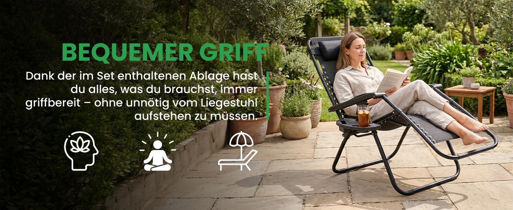 Gartenliege Sonnenliege Klappbarer Liegestuhl Garten Terrase