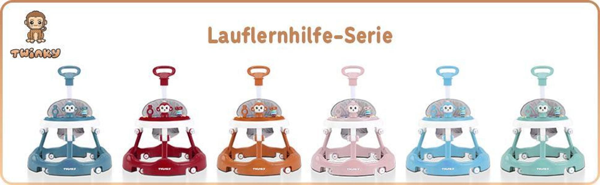 Twinky® Lauflernhilfe in Pink | Lauflernwagen mit Spielset und Zubehör für sicheres und spielerisches Lernen |  inkl. Fußmatte und Haltegriff