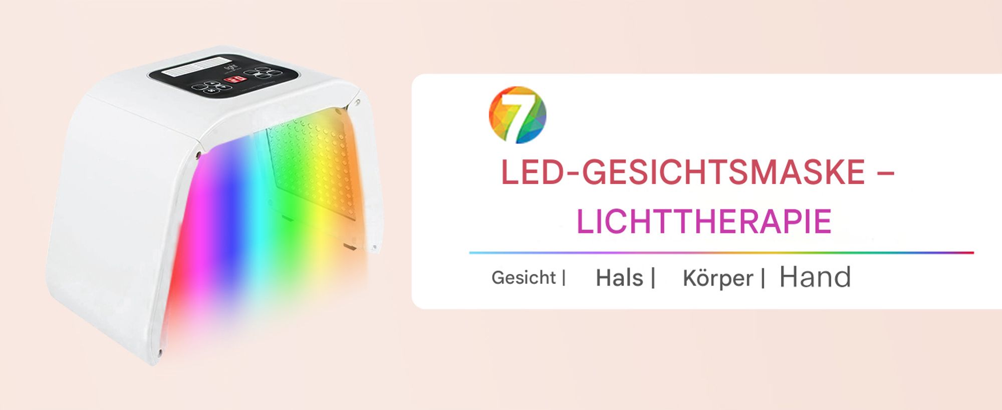 LED-Gesichtslichttherapie, 7-in-1-Farb-LED-Gesichtsmaske, Gesichts- und Körperschönheitsausrüstung