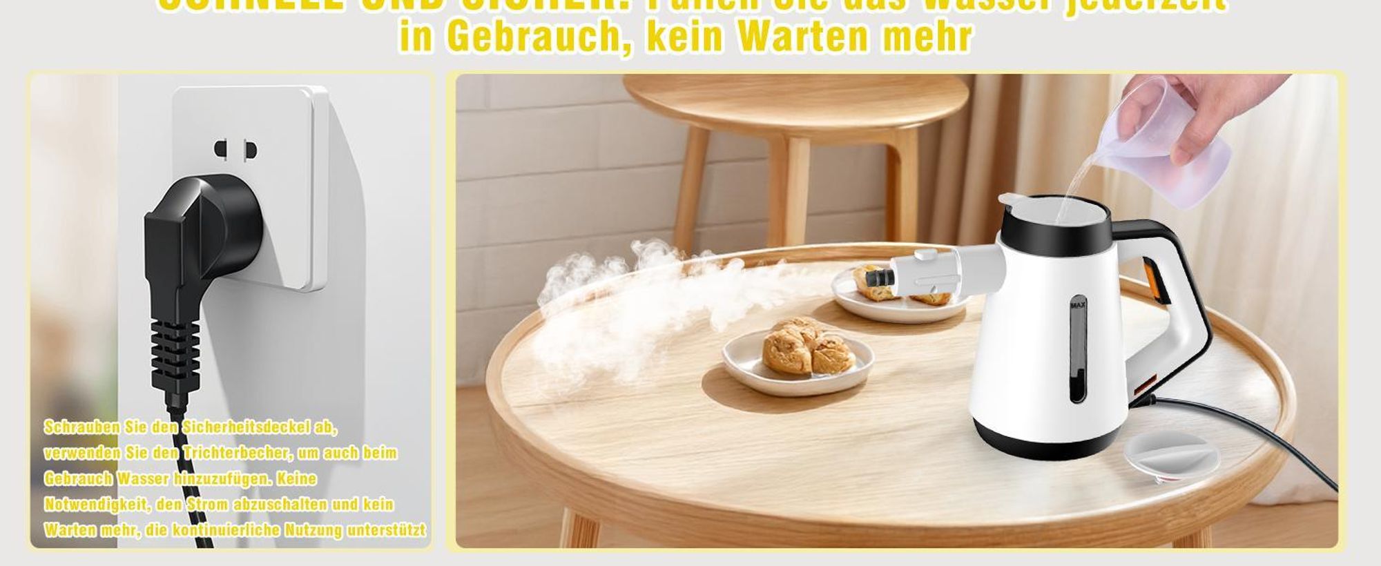 Dampfreiniger, Handdampfreiniger, 1200W Tragbarer Dampfdruck, 400 ml Wassertank, mit 9-teiligem Zubehör