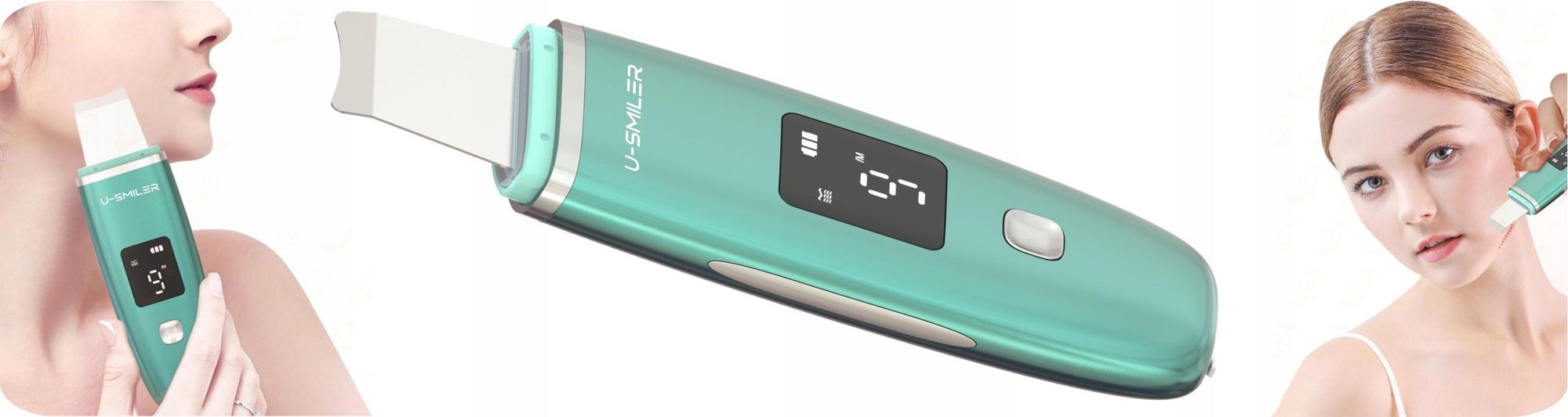KRUMAD Ultraschall Skin Scrubber 5in1, Kavitationspeeling EMS Ionen Sonophorese, kabellos, Gesichtsreiniger USB
