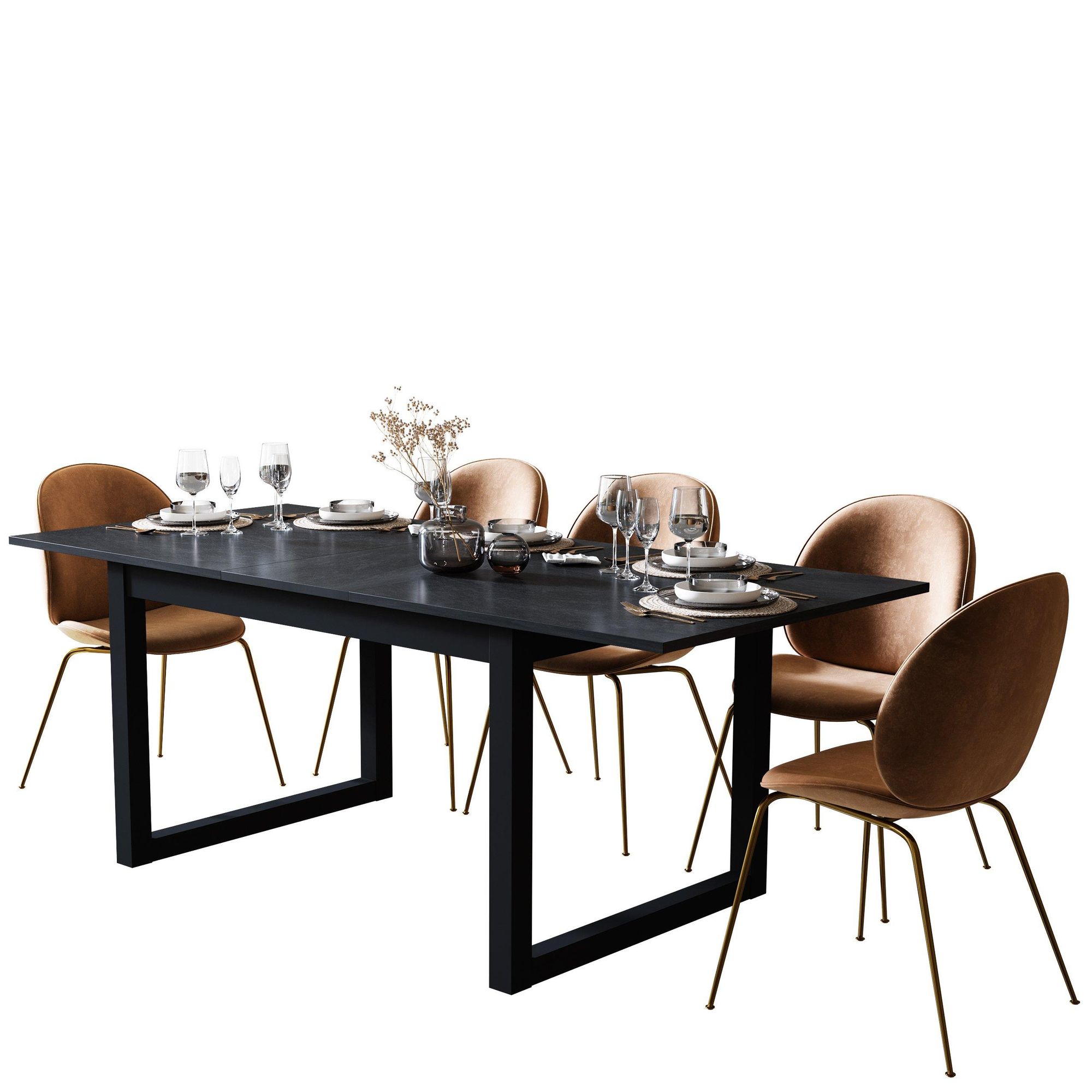 Schiefer / Schwarz 160 cm Esstisch