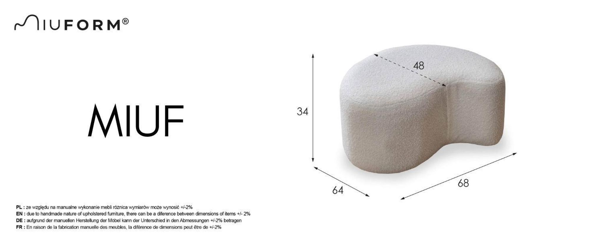 MIUFORM Miuf Pouf - Sitzpouf - 68x64cm - Salbei - Fußablage Hocker Sitzhocker