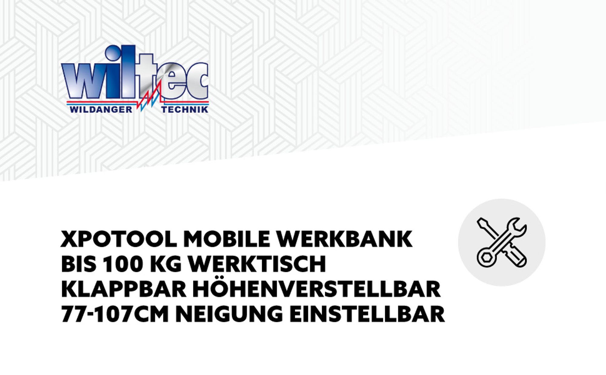 Wiltec Mobile Werkbank bis 100 kg Werktisch klappbar, Arbeitstisch höhenverstellbar 77 - 107 cm, Werkstatttisch mit einstellbarer Neigung