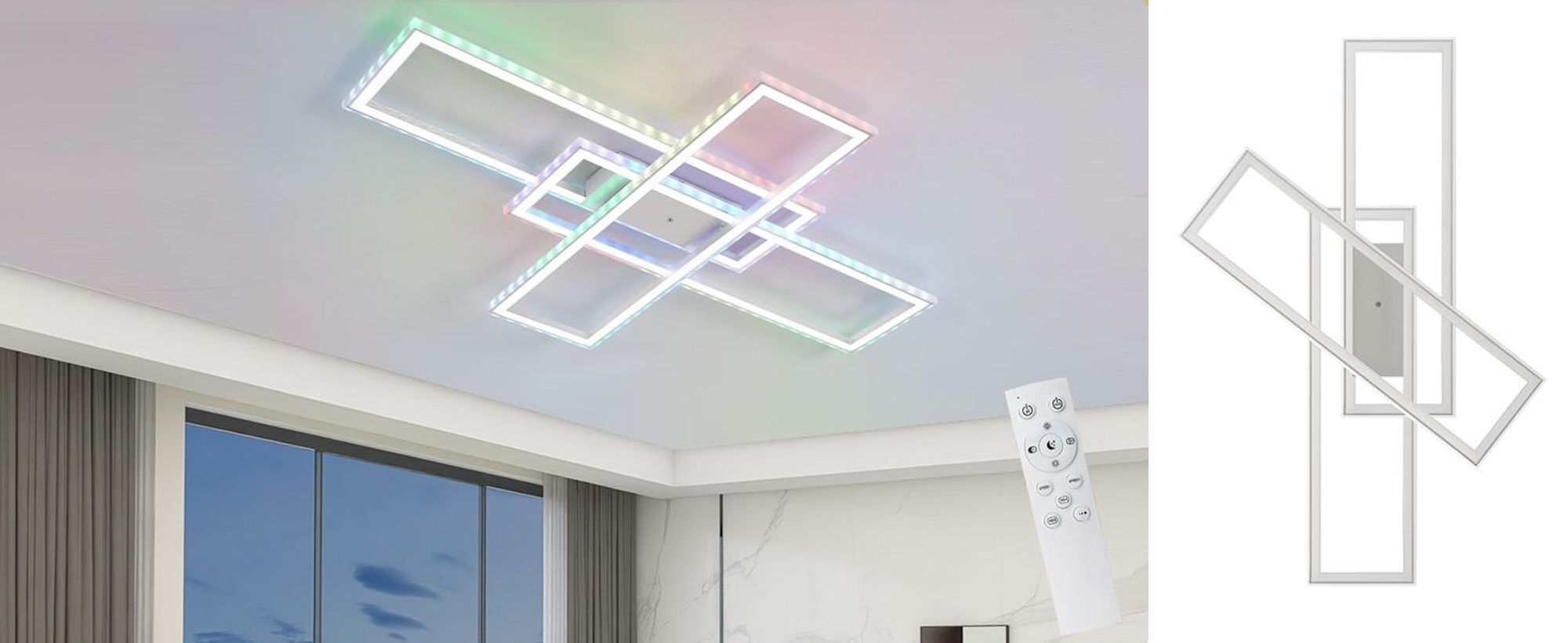 ZMH LED stropní světlo bílé stropní svítidlo stmívatelné s dálkovým ovládáním RGB změna barvy 50W pro ložnici obývací pokoj kuchyň předsíň