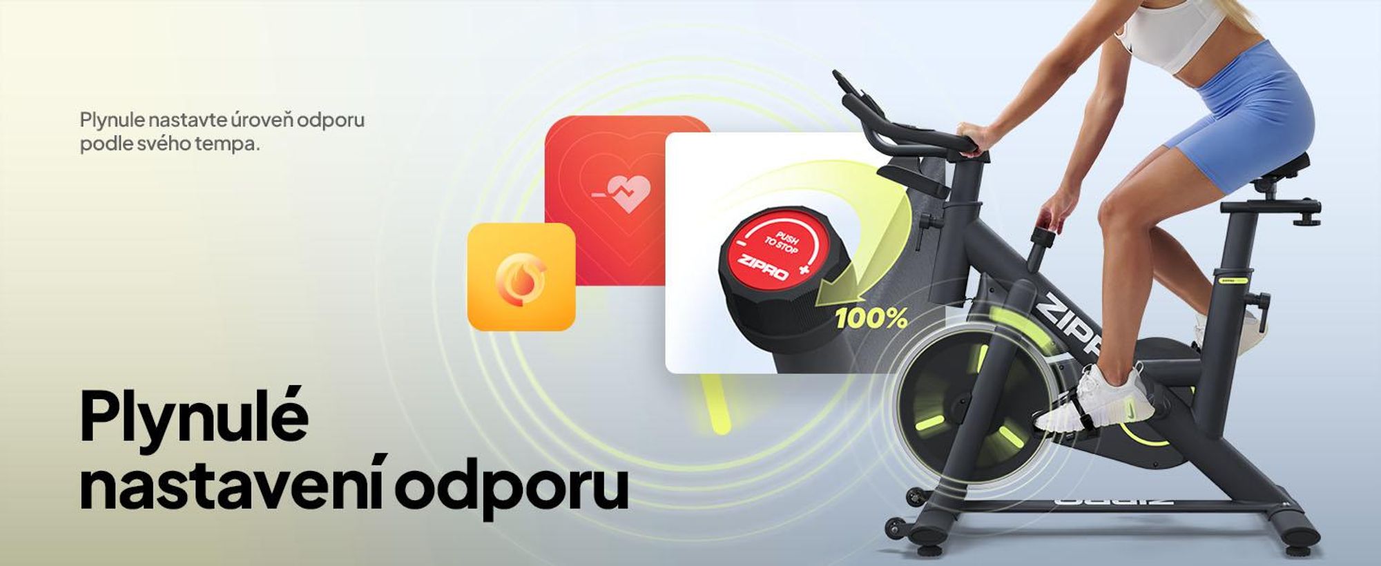 ZIPRO Domácí trenažér Modo Bluetooth aplikace Indoor Cycle Fitnessbike Domácí trenažér Bike tichý Kardio trénink Senioři 110 kg Trimmrad Kinomap