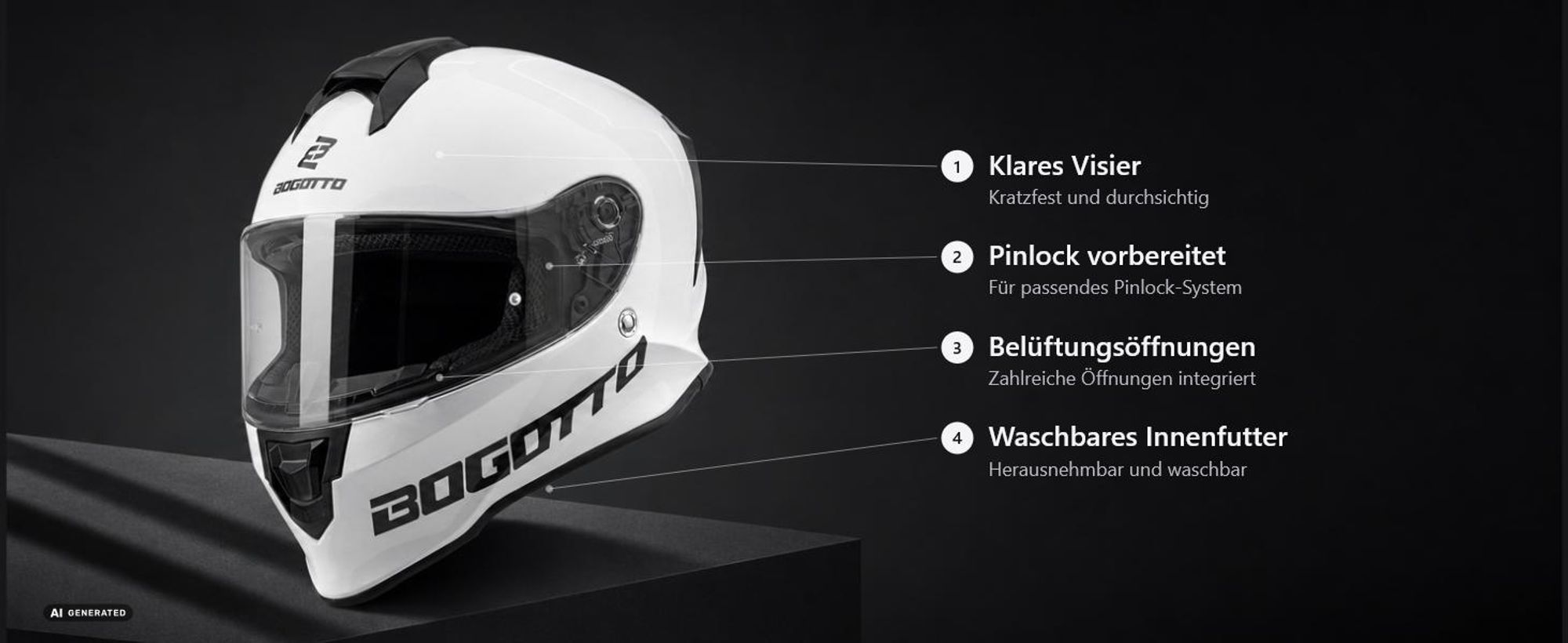 Bogotto H151 Solid Helm, schwarz matt, M (57/58)