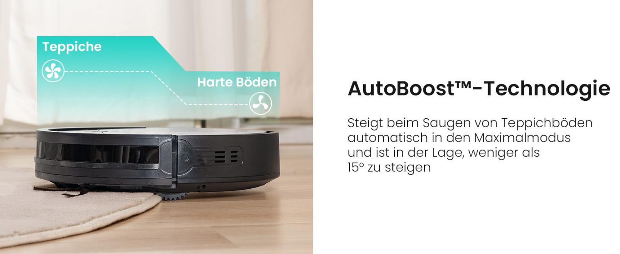 Vactidy W6 Roboterstaubsauger, Starke Saugkraft, 120 Min. Laufzeit, Schlank, Geräuscharm, Automatische Selbstaufladung, WLAN-/App-/Alexa-Steuerung