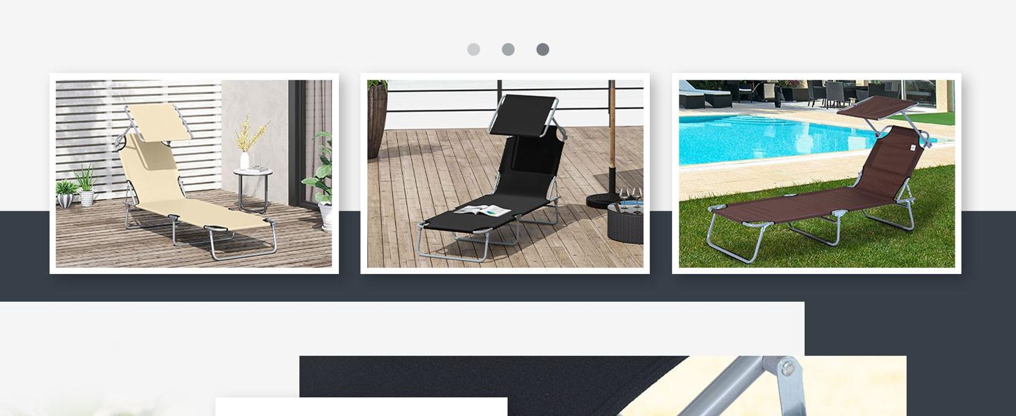 Outsunny Sonnenliege Gartenliege Relaxliege Dreibeinliege Liege Klappbar Schwarz