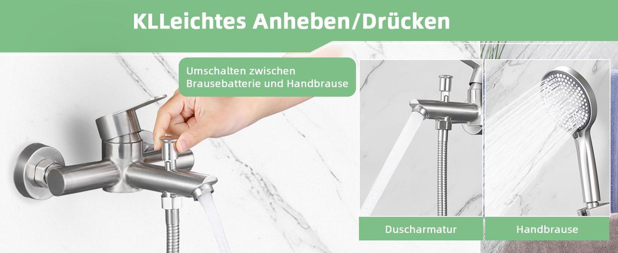 ZMH Badewannenarmatur mit Handbrause 3 Funktionen  Klassisch Set Badewannen Amaturen für Badewanne Bad