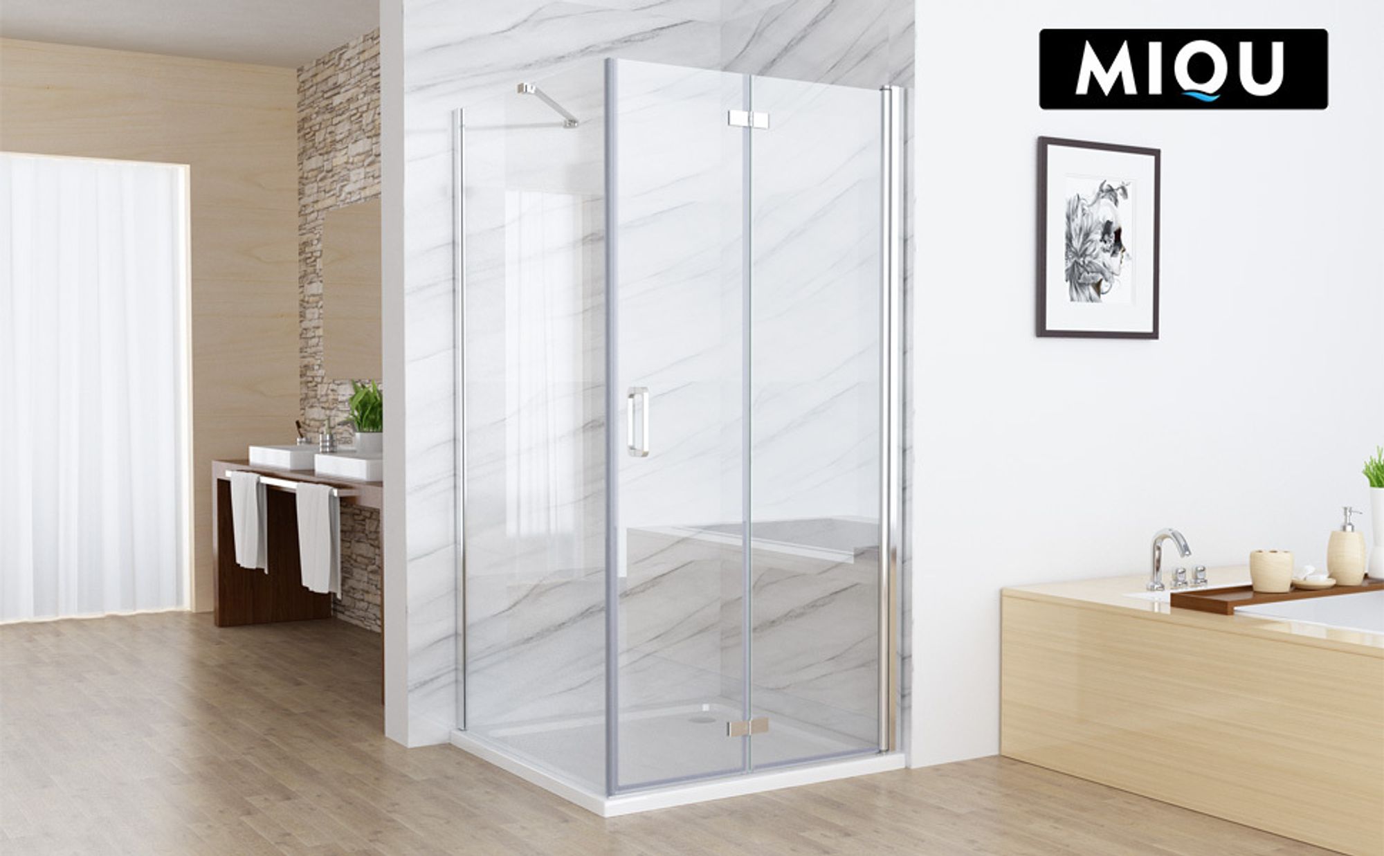 Duschkabine 70x75 cm Eckig Dusche Falttür 70 Seitenwand 75 Duschwand NANO Glas 185cm