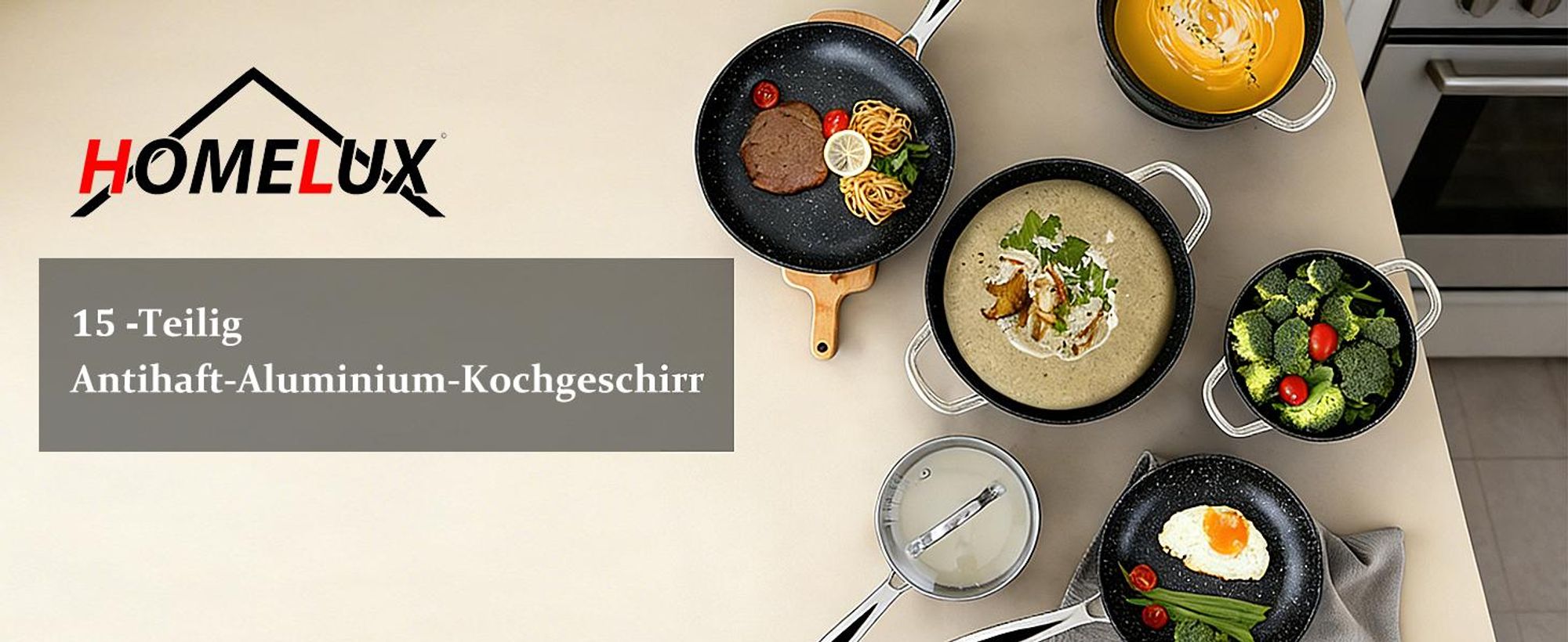 Topfset, HOMELUX Topfset Induktion 15-teilig, Töpfe mit Glasdeckel, Kochtopf-Set chopper