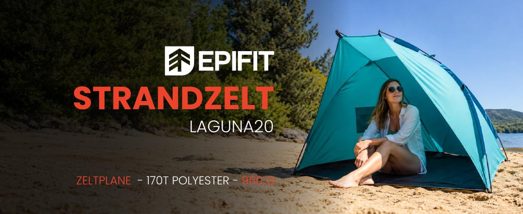 Strandzelt Leichtes Campingzelt Strandmuschel 220x115x115cm Sonnenschutz LAGUNA20 Polyester Grün