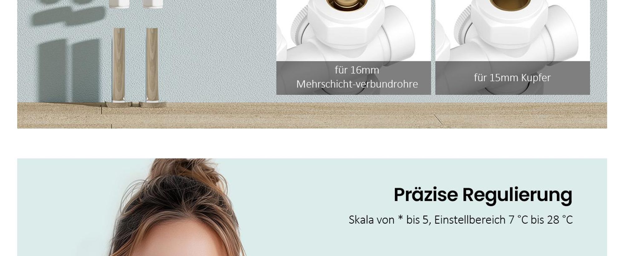 S'AFIELINA Multiblock Set für Heizkörper Anschlussarmatur, Weiß (2 St) Thermotstat Hahnblock Ventil Heizungszubehör Eck- und Durchgangsform