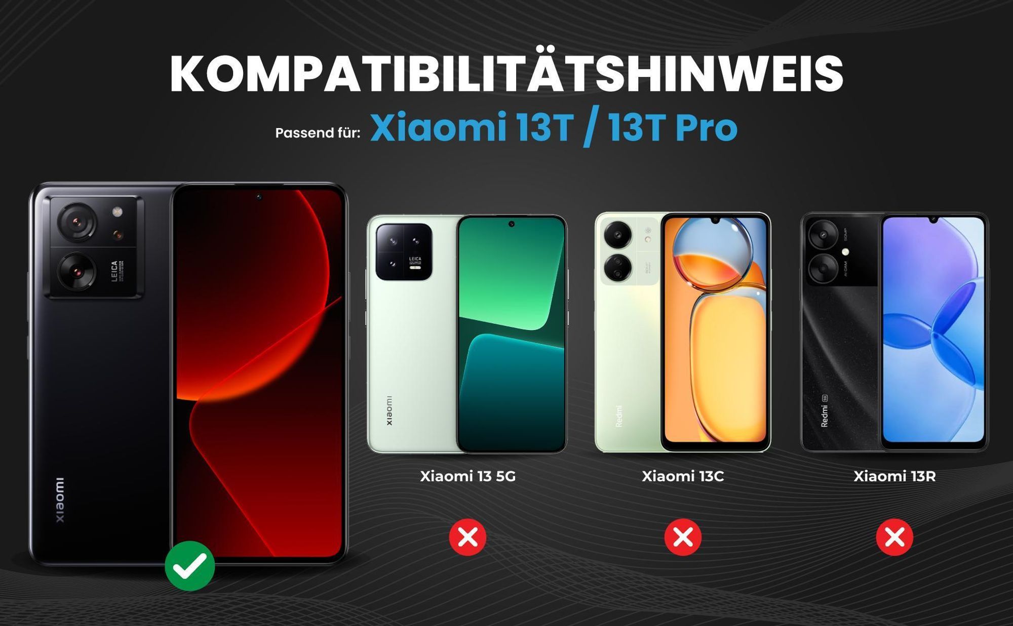 Kompatibilitätshinweise Hülle für Xiaomi 13T / 13T Pro