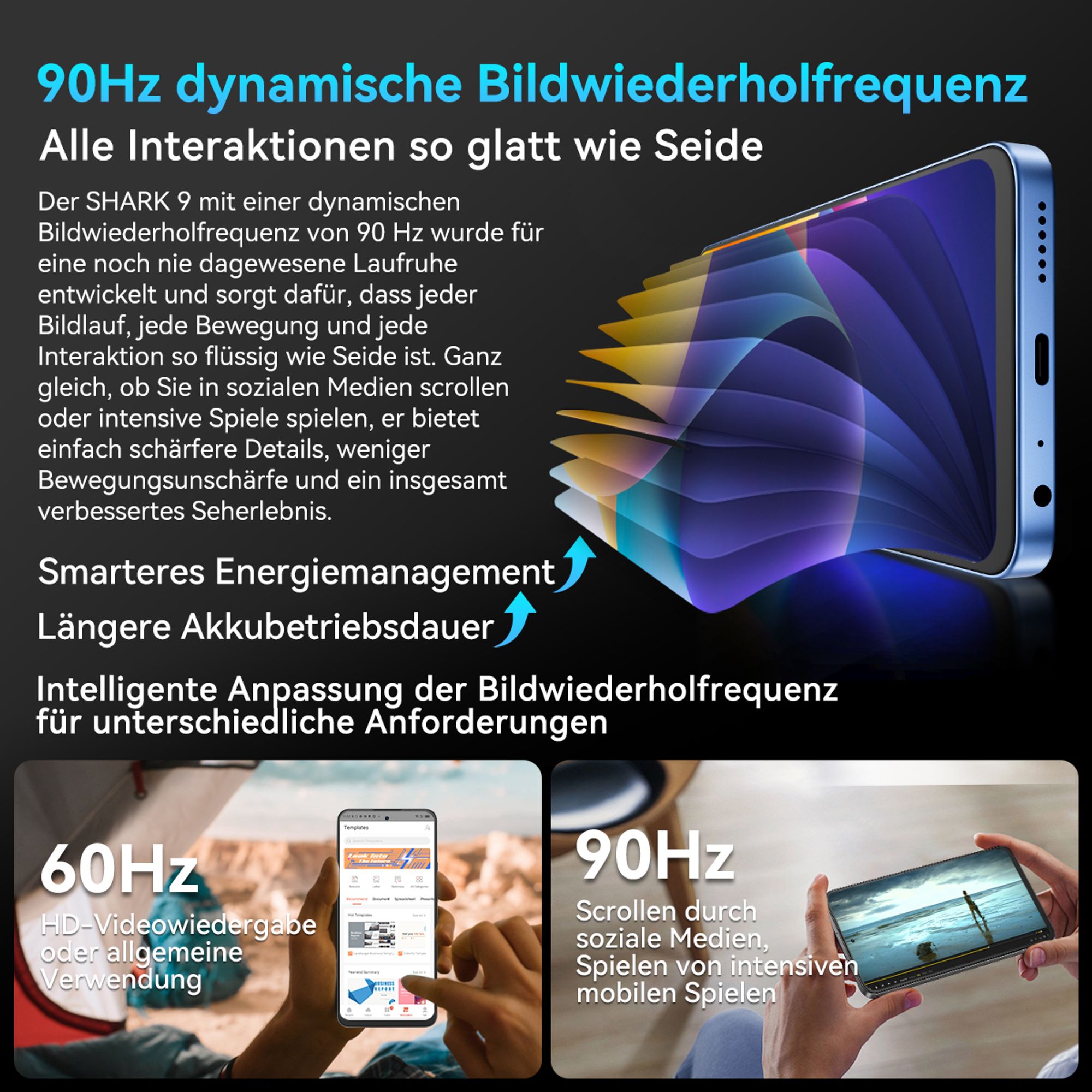 Blackview Shark 9 Handy 5G 24GB(8+16GB)+256GB/2TBTF,Octa Core,Super PD 50MP AI Fotoalbum, Smartphone ohne vertrag, 6.67“, 5000mAh, Dual SIM, 4K Video