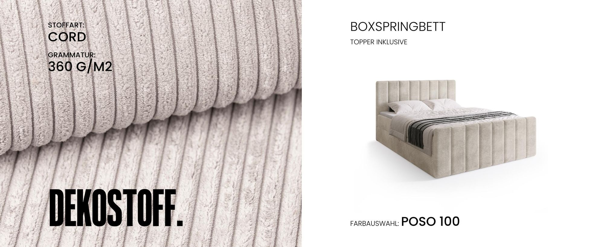 BroMARKT Boxspringbett DENVER DUO mit 2 Bettkasten, Bonell-matratze, Polsterbett, Bett (Beige, Cosmic 10, 180x200 cm)