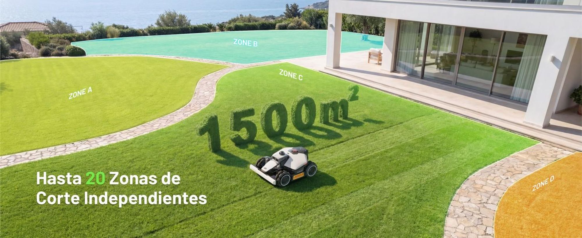 Robot cortacésped Mammotion LUBA Mini 2 AWD 1500, sin cable, para 1500m², con corte de bordes, DropMow, pendientes de 80 %, cartografía autoa, 4G, APP
