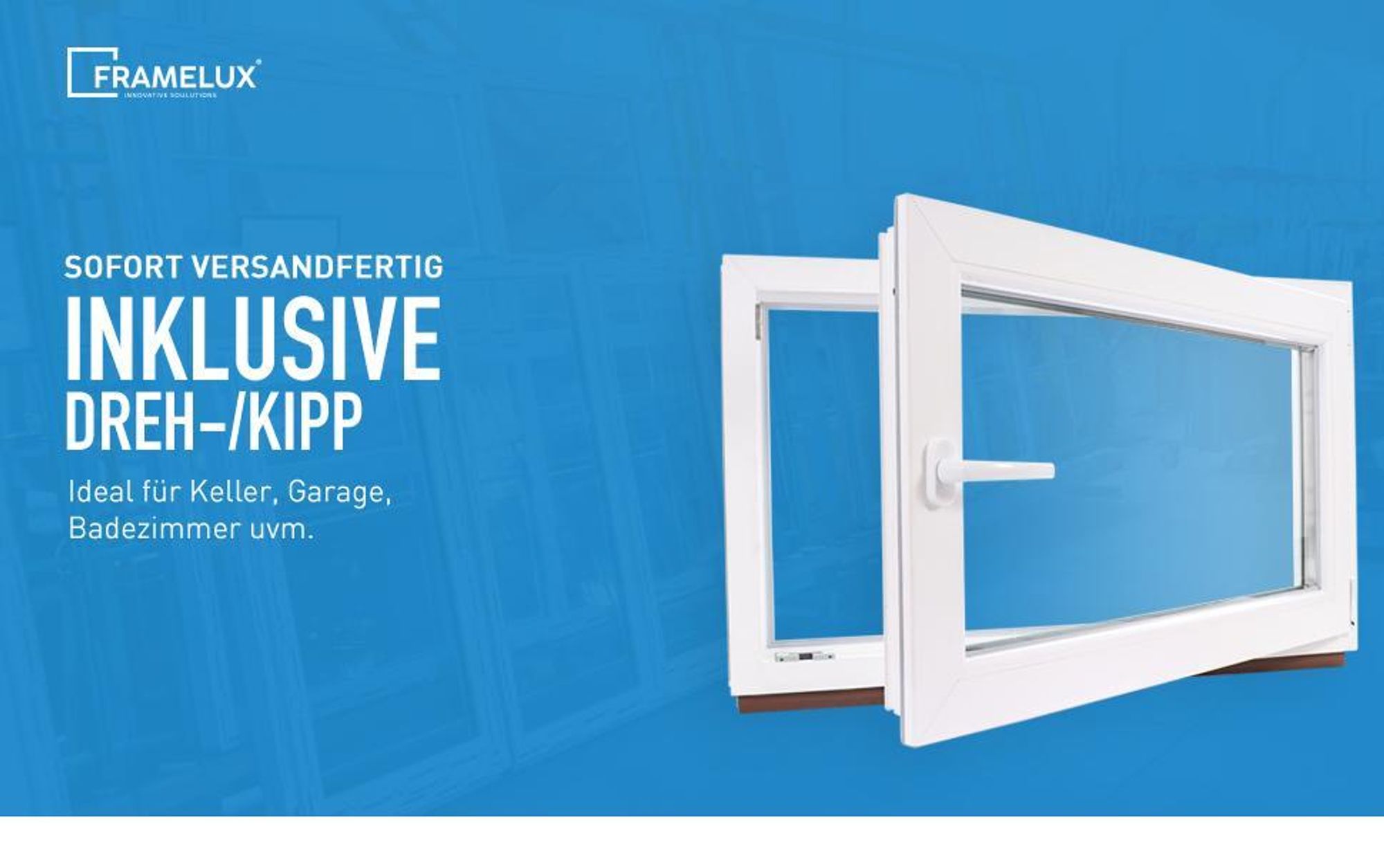 Kellerfenster Kunststoff Fenster 2-fach BxH: 60x40 cm - DIN rechts, Dreh-Kipp