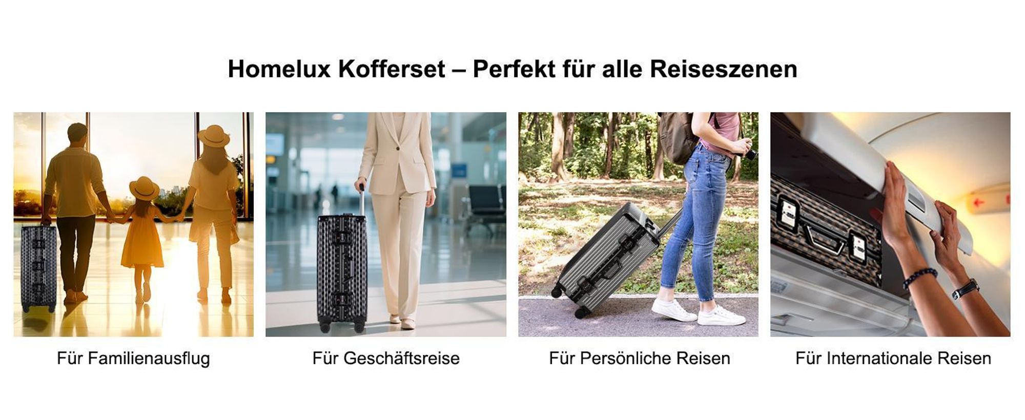 HOMELUX Trolleyset Größe M, L, XL Reisekoffer Alu-Rahmen ABS & TSA Schloss 3 tlg. Trolley Hartschalen koffer Set 2401 Weiß