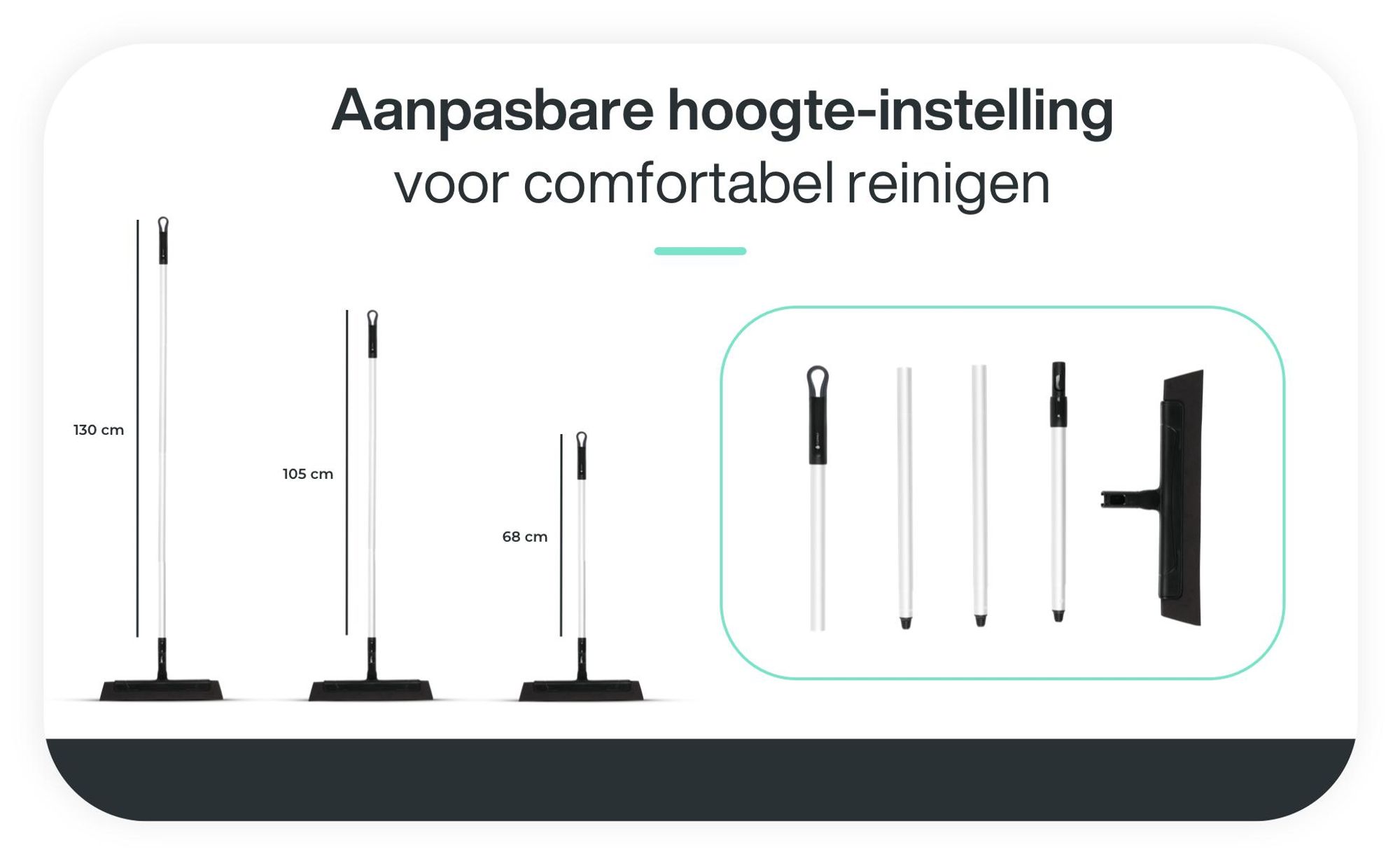 Vloertrekker met steel in verschillende lengtes