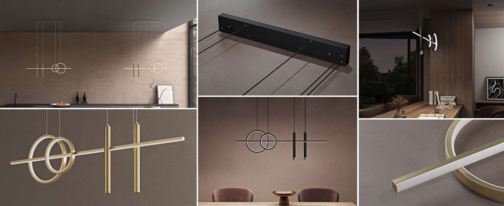 doporro Hängelampe Esstisch 100cm, 30W, Minimalistische LED Pendelleuchte 3000K-6000K, Pendelleuchte für Esszimmer, Gold Luvina09