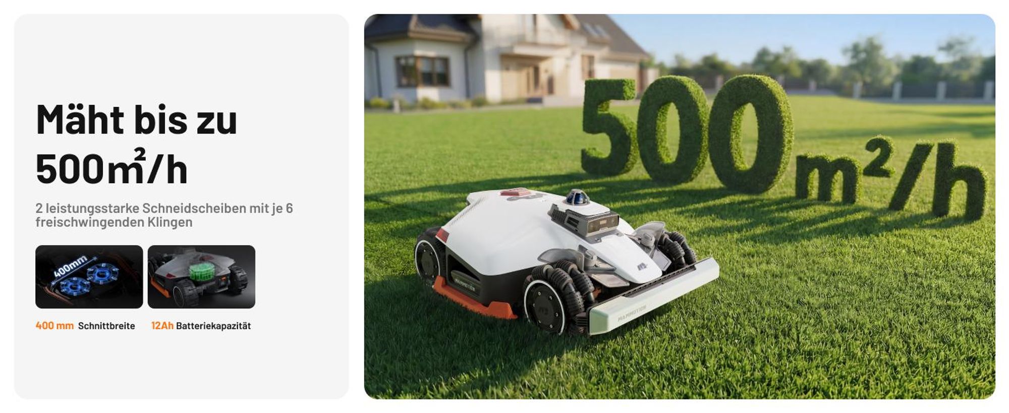 Mähroboter Mammotion LUBA 3 AWD 3000 mit Garage, Waschständer, bis 3000 m², Allradantrieb, 80% Steigung, Auto-Kartierung, 4G-Modul, APP