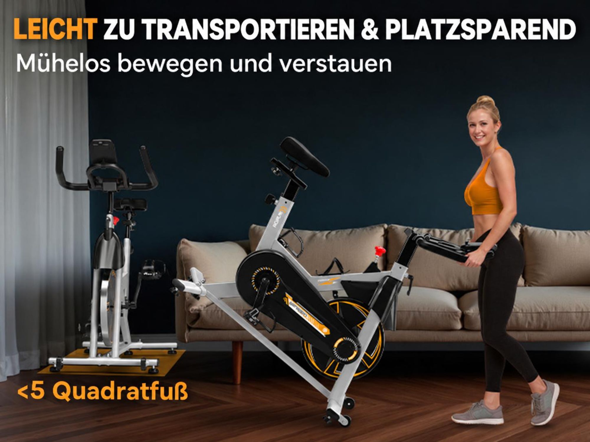 Heimtrainer Fahrrad für zu Hause – leises Fitnessbike mit verstellbarem Magnetwiderstand, LCD-Display& Tablet-Halter für Zuhause, App, max. 136 kg
