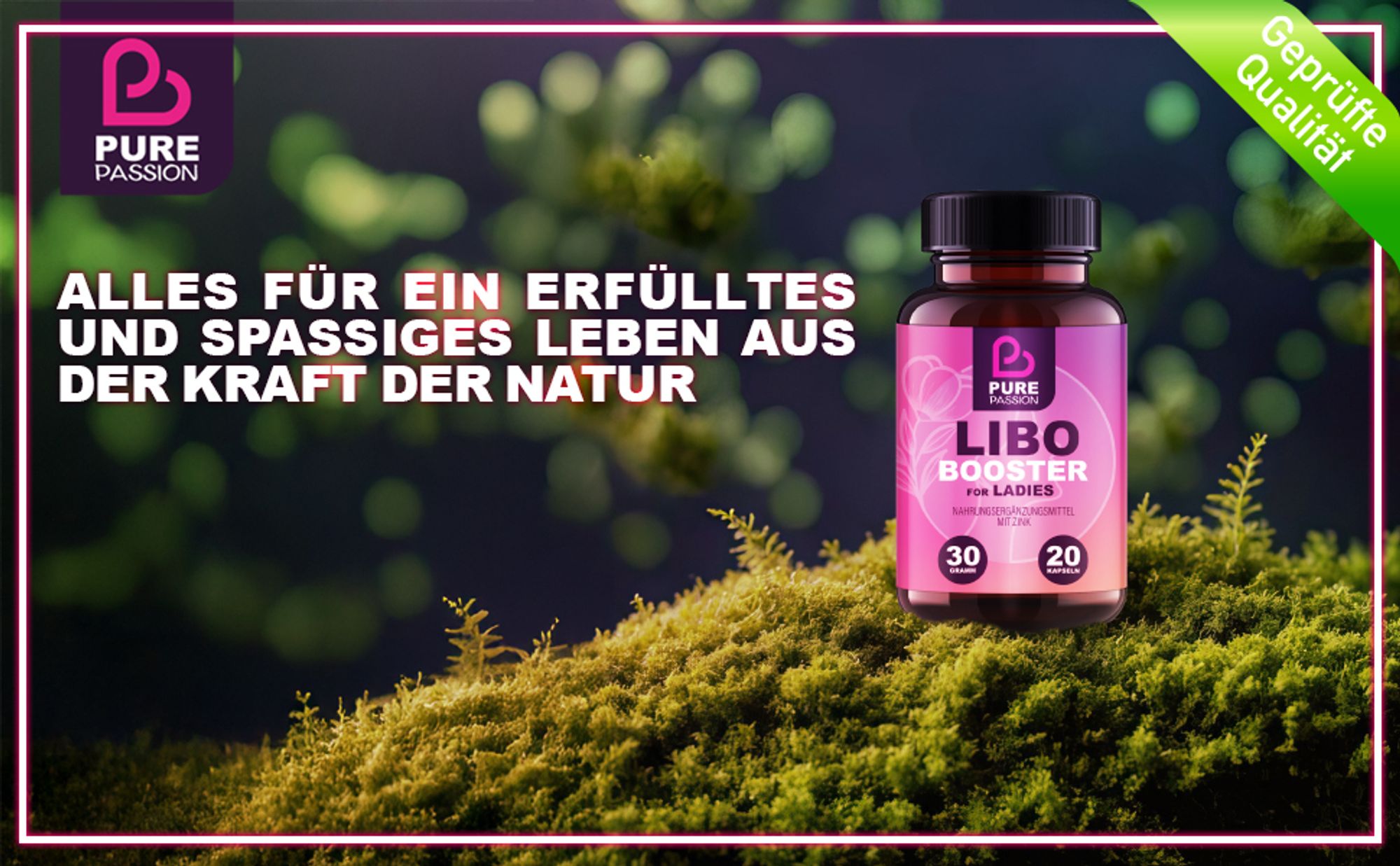 Pure Passion® - Libo Booster - Libido - for Ladies – Libido steigern – mit Sofortwirkung – für Ihr Liebesleben, weibliche Balance, Lust & Sinnlichkeit