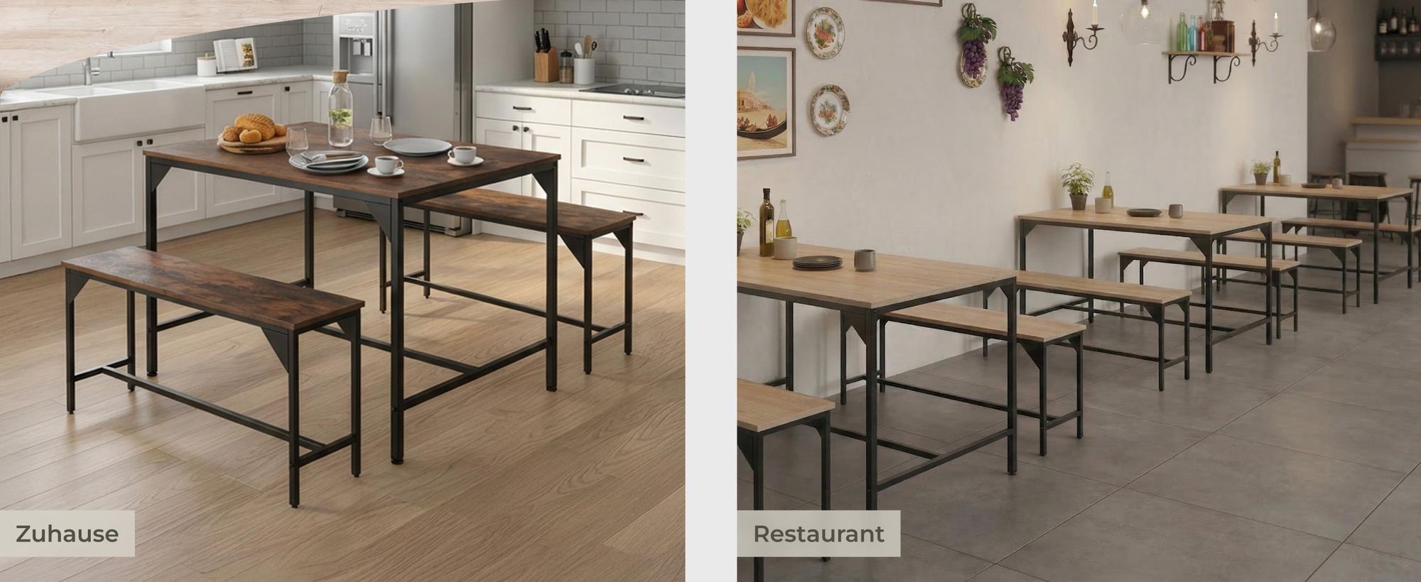 tectake® Sitzgruppe Bolton 3-teilig Industrial Style
