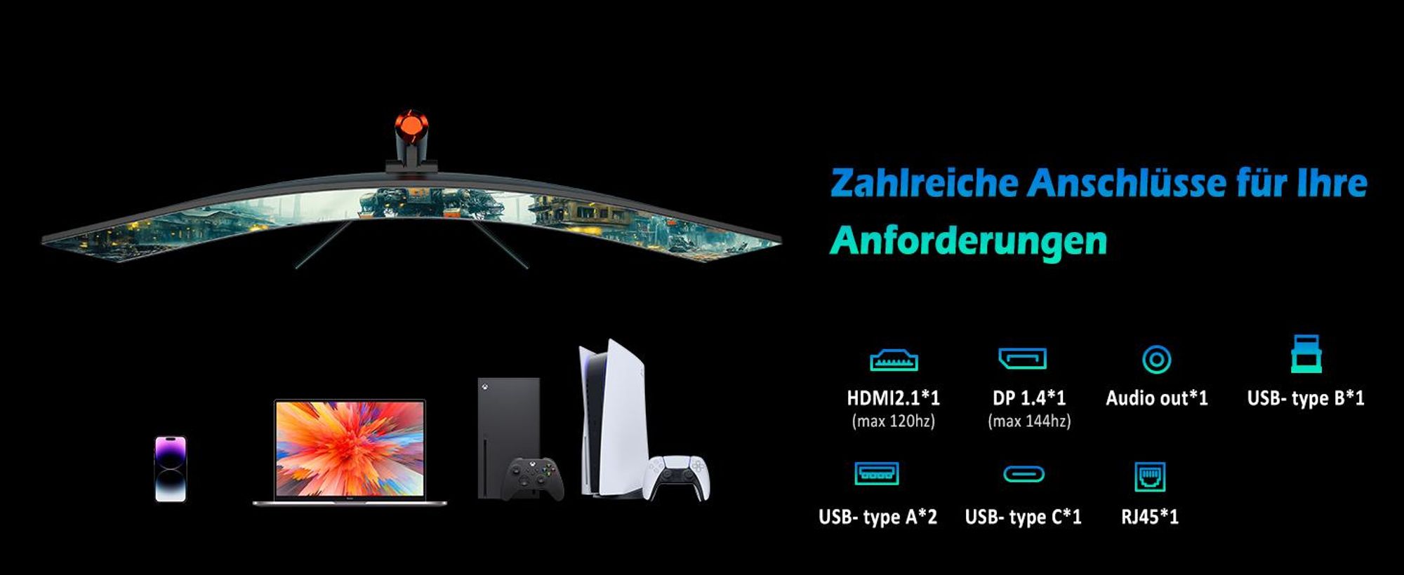 TITAN ARMY C49SHC Gaming-Monitor, 32:9, 144 Hz, C49SHC