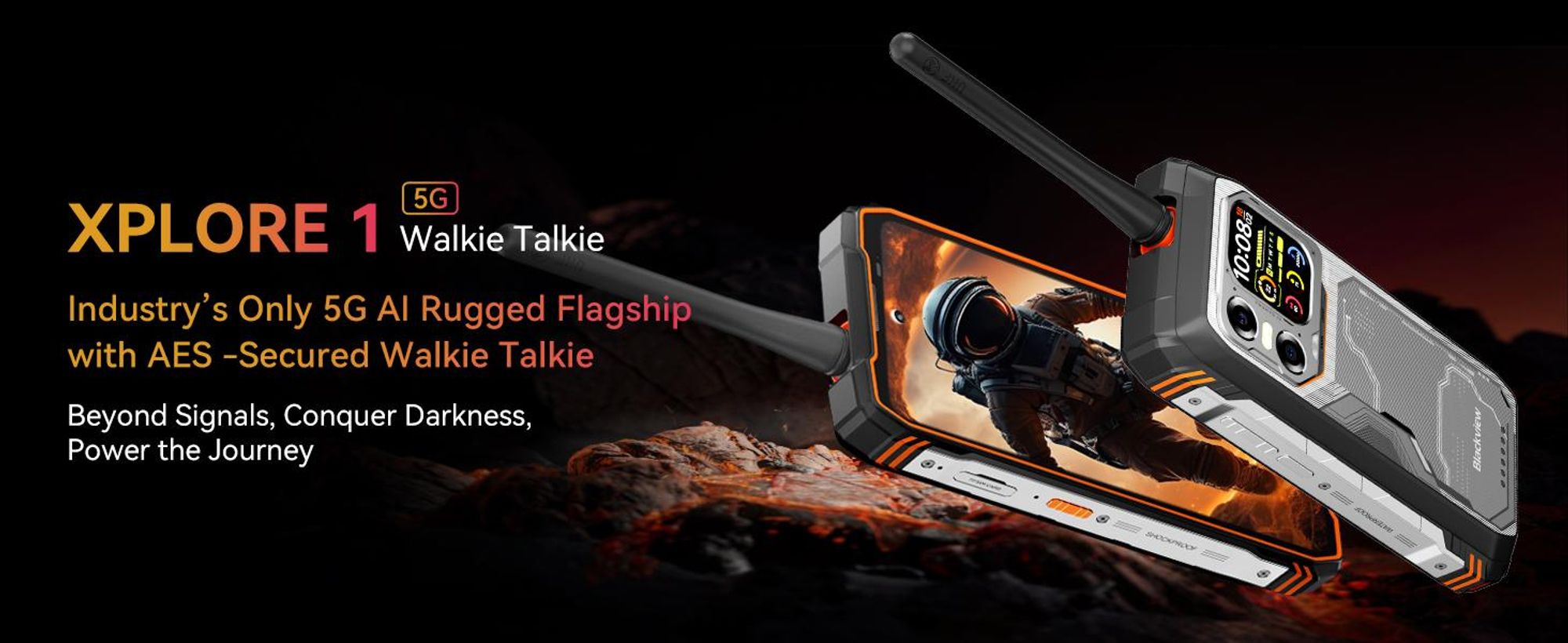 Walkie-Talkie-Smartphone XPLORE 1 von Blackview, Extrem robust (MIL-STD-810H), 20.000 mAh Powerbank-Funktion, 5G-Speed