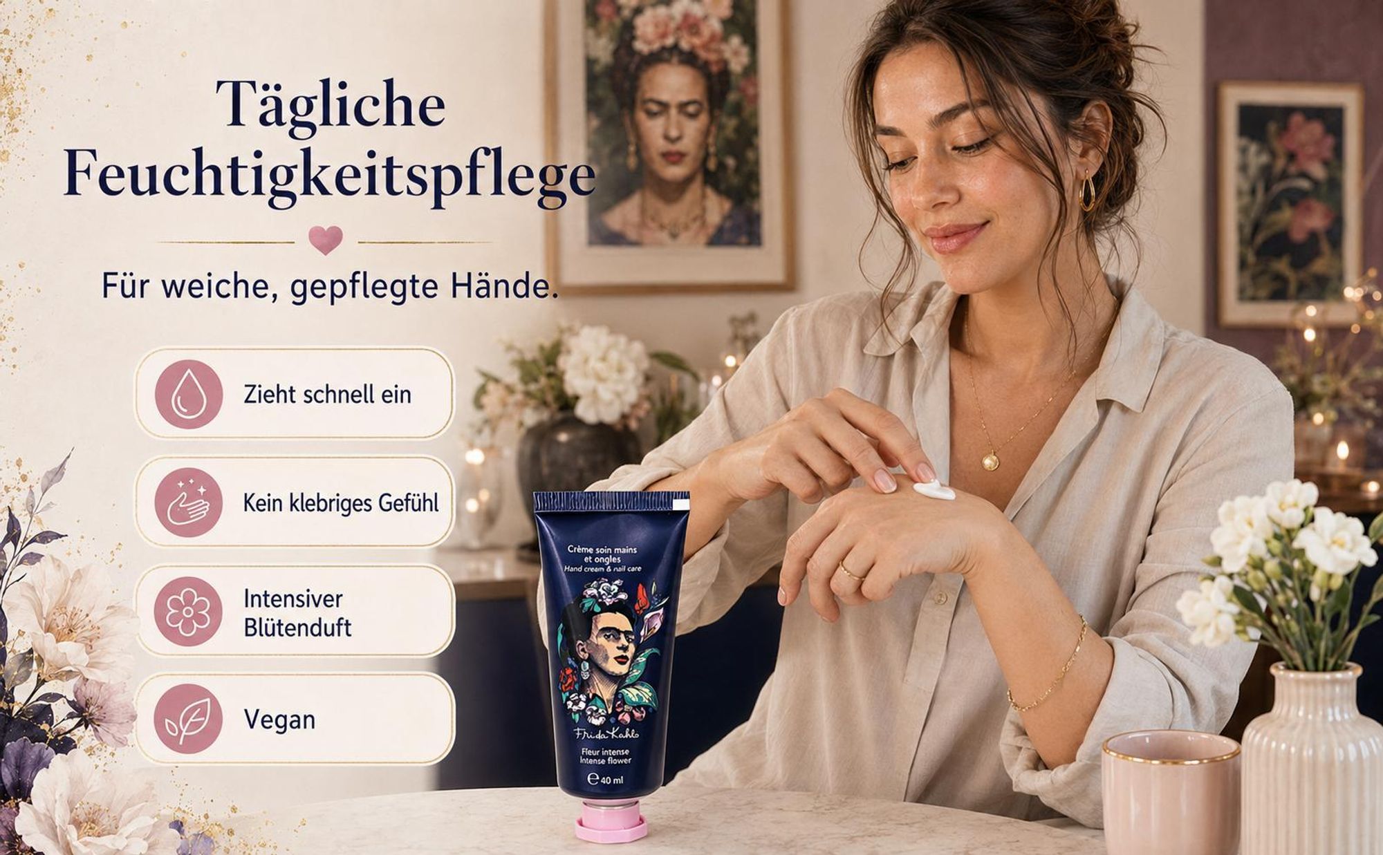 Frida Kahlo Handcreme – Blumen Feuchtigkeitspflege