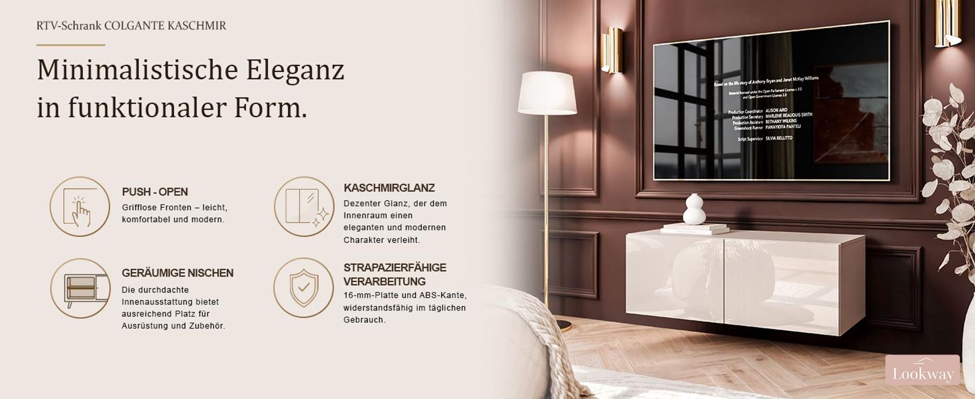 TV-Schrank COLGANTE 100 Kaschmir Hochglanz