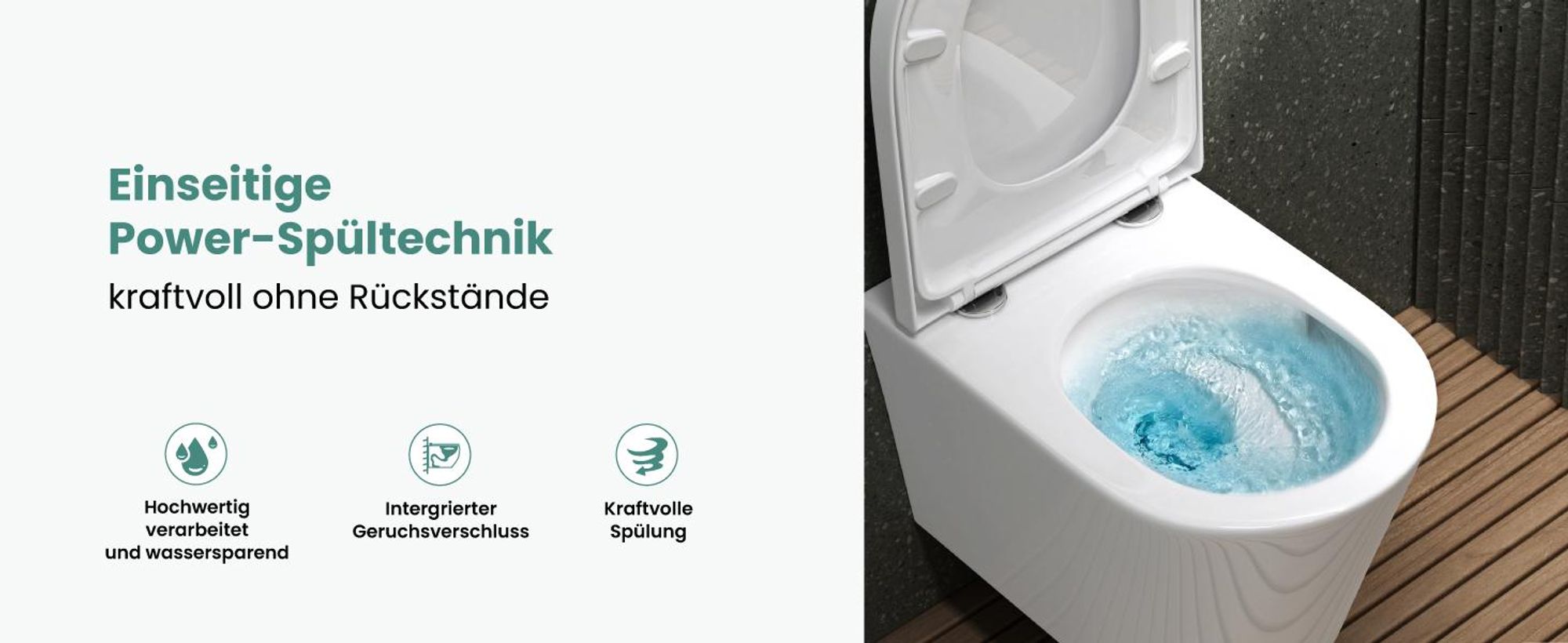 Mai & Mai Hänge-WC Weiß mit Softclose Sitz  | Wand WC aus keramik spülrandloses WC BTH:  35,5x49x35cm Aachen108