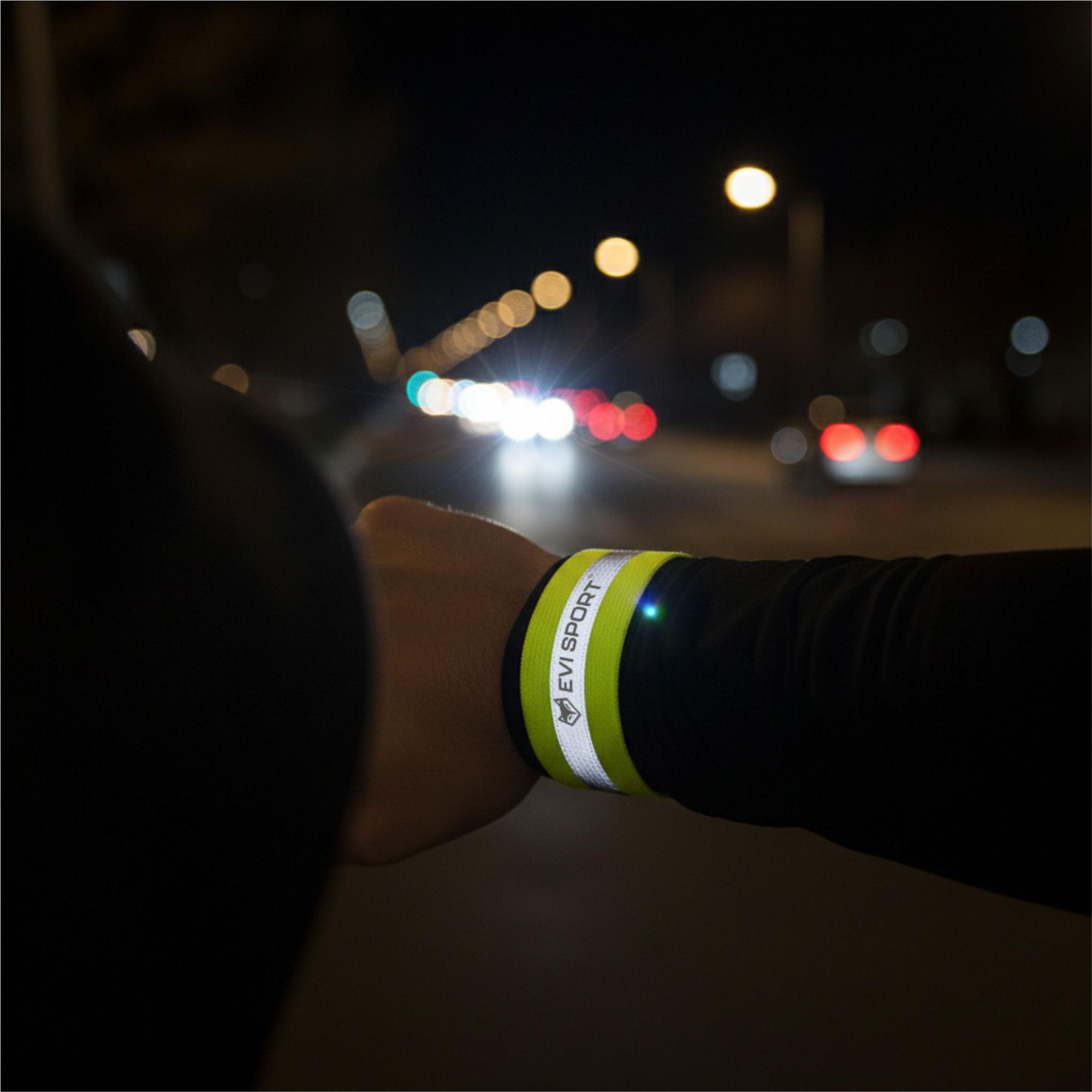 Reflektorband 2er Set, Reflektor zum Laufen & Radfahren, Sicherheitsband verstellbar mit Klettverschluss für Arm & Bein, EVI SPORT ActiveFlash Grün