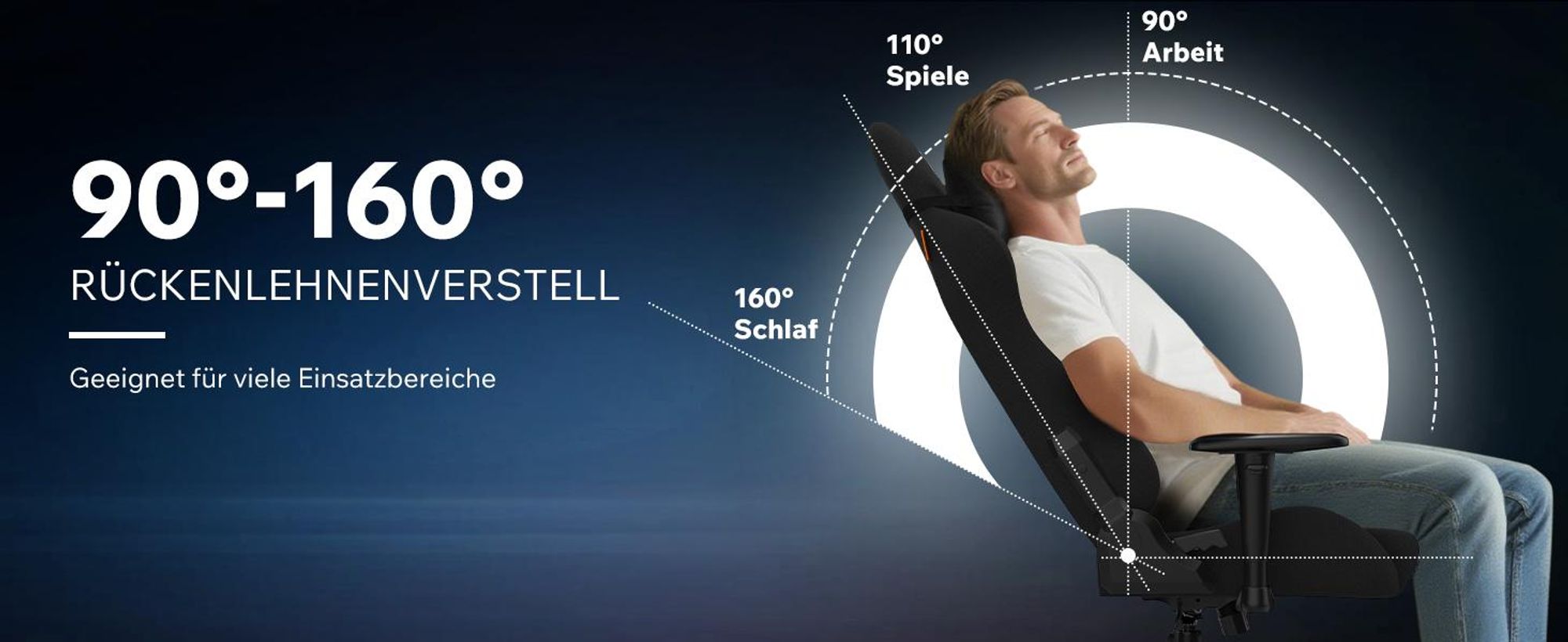 SENSE7 Spellcaster SENSHI XL Gaming Stuhl Stoff Schwarz - Ergonomischer Bürostuhl für große Personen 160kg Chefsessel Kaltschaum 2D-Armlehnen