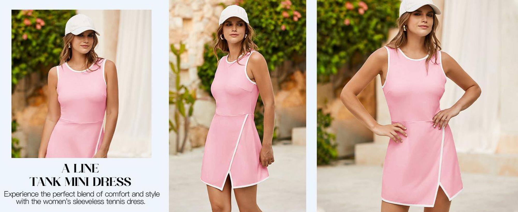 Damen-Sportkleid mit integriertem BH und Shorts mit Taschen,Größe:M