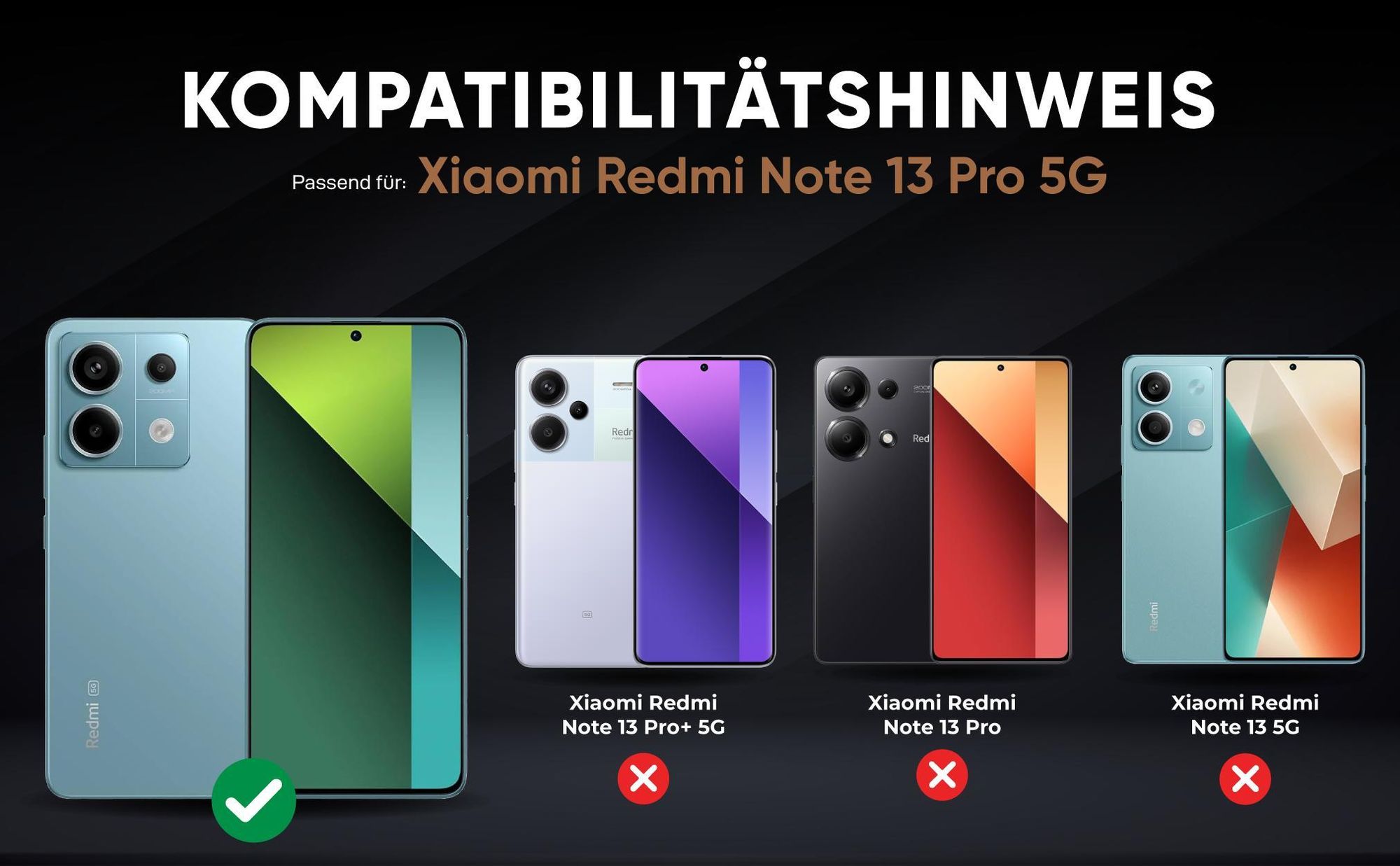 Kompatibilitätshinweise Hülle für Xiaomi Redmi Note 13 Pro 5G