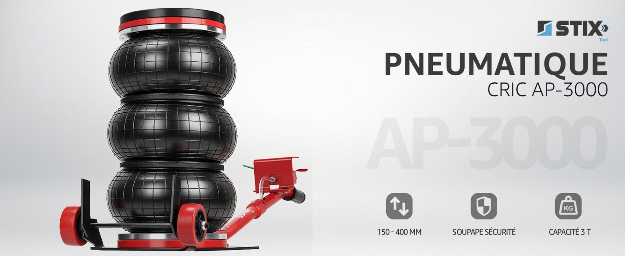 Cric pneumatique 3T AP-3000, cric pneumatique 150–400 mm, pour atelier de réparation automobile