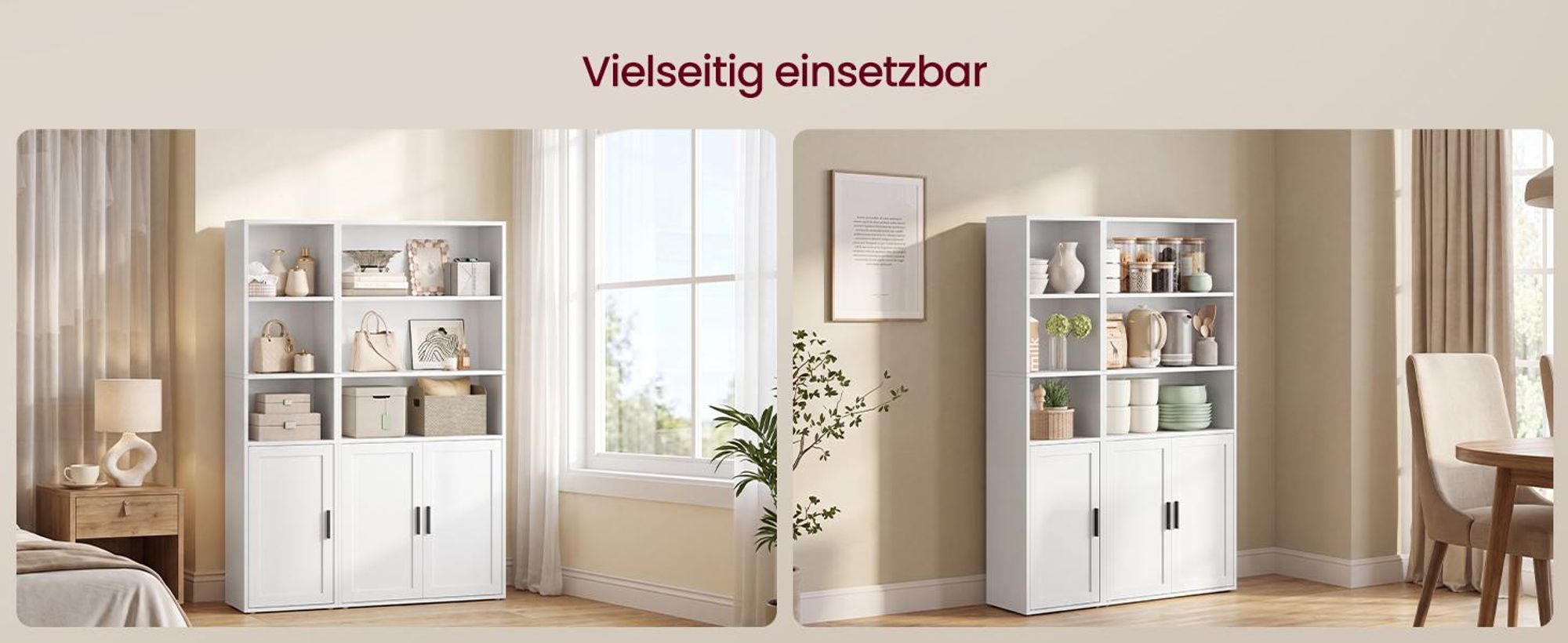 VASAGLE Bücherregal, 5-stöckiges hohes Regal, Standregal mit Tür und offenen Fächern, 60 x 24 x 145,9 cm, vielseitig einsetzbar, weiß