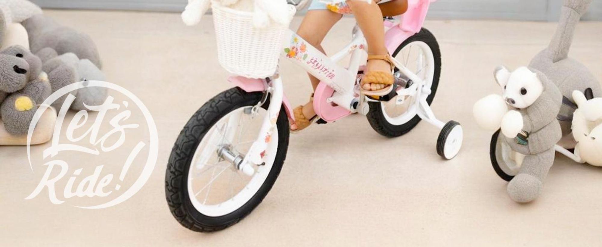 STITCH Kinderfahrrad 14 Zoll fahrrad für 2-7 Jahre Mädchen, Geschenk für Prinzessin,Mit Puppensitz, Bändern, Stützrädern, Korb, Weiß