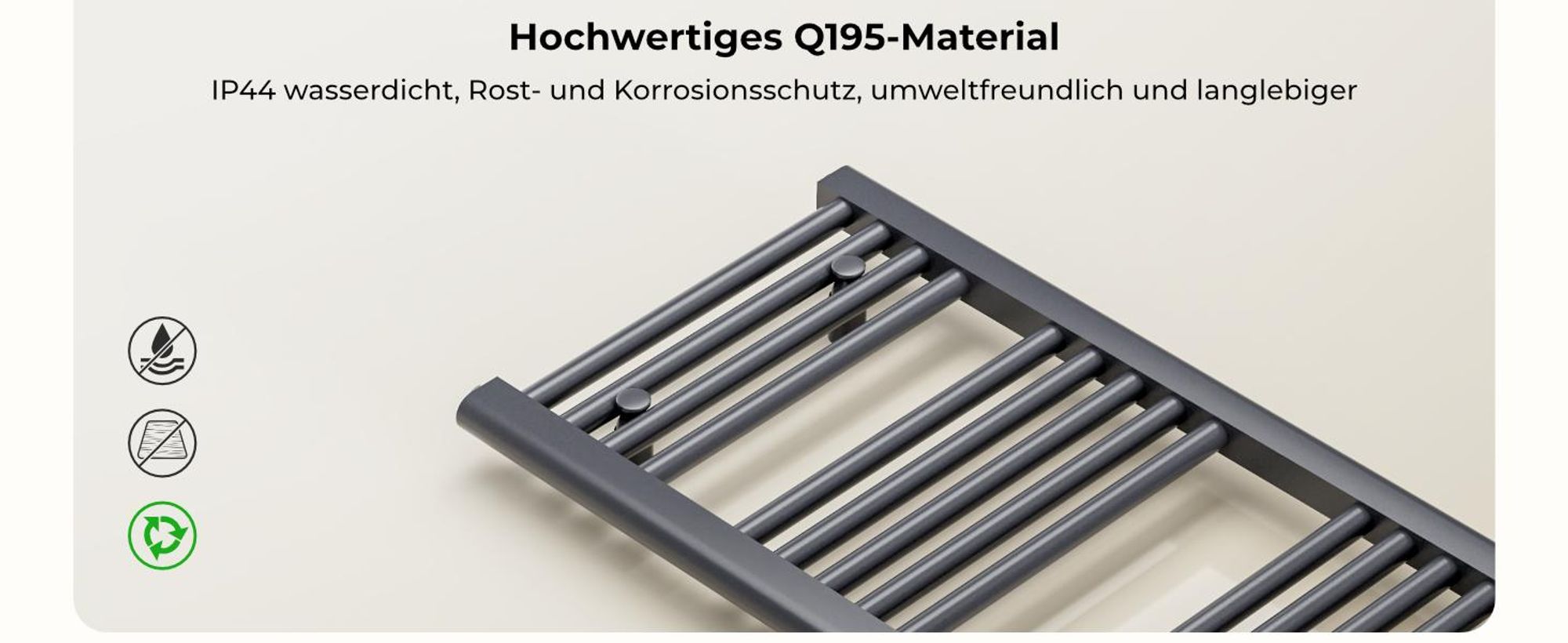 Heilmetz Badheizkörper Elektrisch Handtuchheizkörper 600W Anthrazit 120 x 60 cm Elektrischer Heizkörper Handtuchtrockner