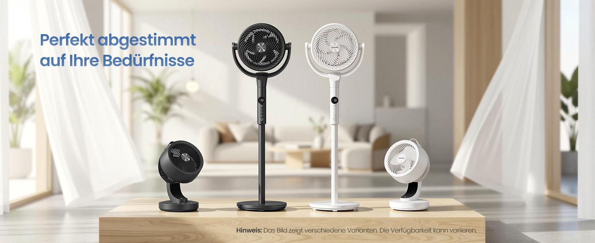 SONGMICS Tischventilator mit LED-Display, leiser Ventilator 20 dB, 8 Stufen, Fernbedienung, Oszillation, Timer, weiß