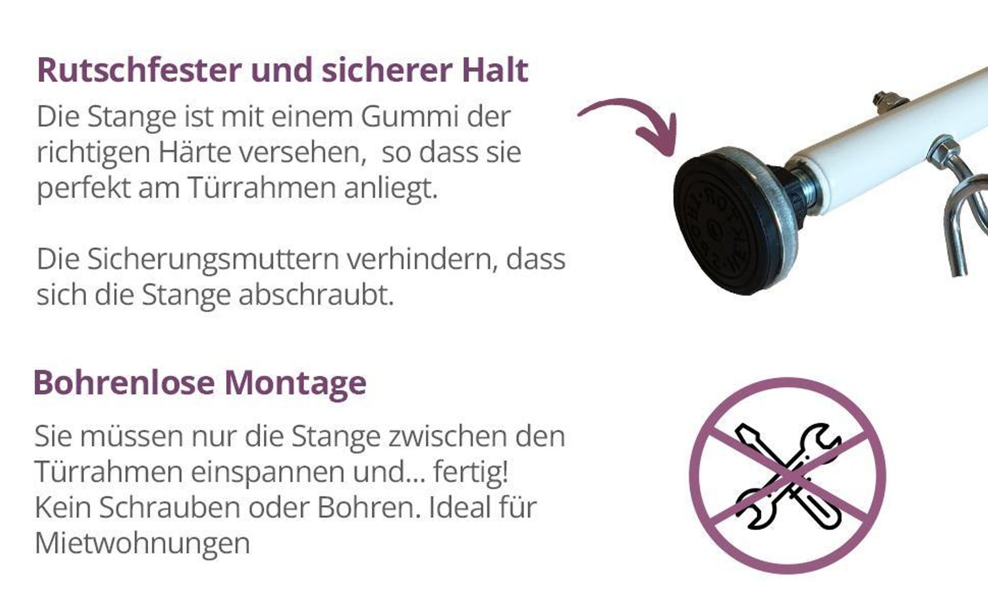 Create for you® - Klimmzugstange, für Türrahmen, mit Haken, Weiß - 80cm