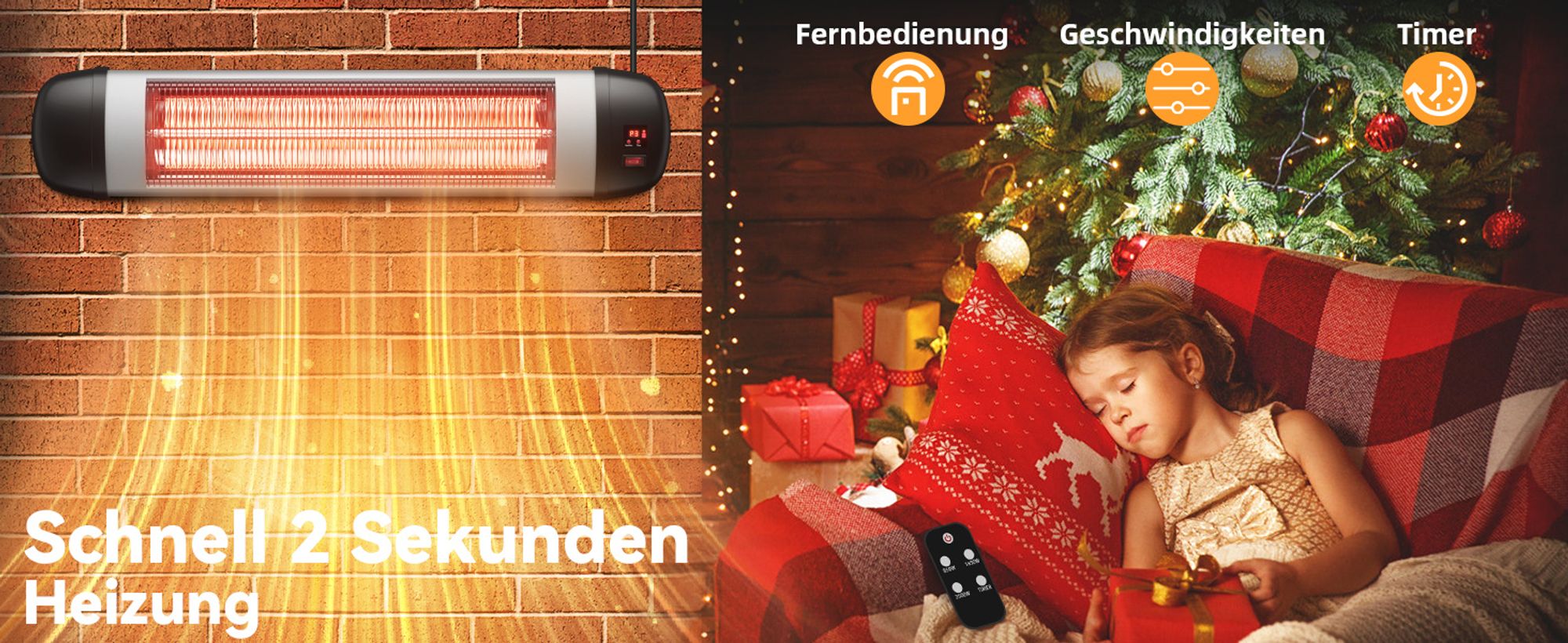 ZMH Heizstrahler Terrasse Infrarotheizung 2500W Strahler Outdoor mit Fernbedienung Elektrisch Wärmestrahler Wandmontage 3 Heizstufen Terrassenstrahler